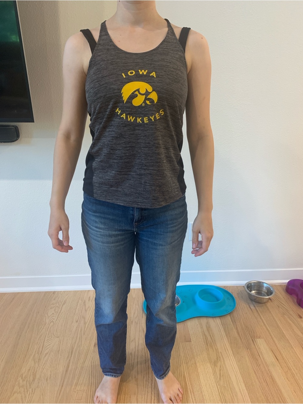 Iowa Hawkeyes Gray and Yellow Racerback Tank Top